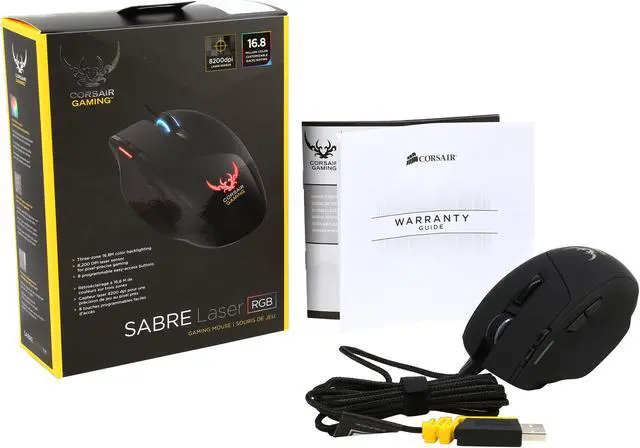 Alt view image 5 of 5 - Corsair SABRE USB Wired RGB Laser Gaming Mouse