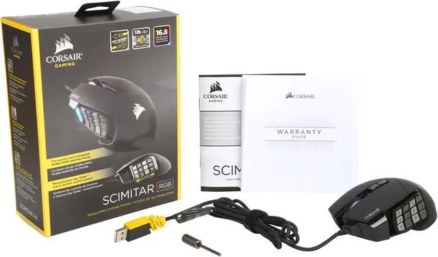Alt view image 7 of 7 - Corsair Gaming SCIMITAR RGB MOBA/MMO Gaming Mouse, Black, Key Slider Mechanical Buttons, 12000 dpi, Multi color