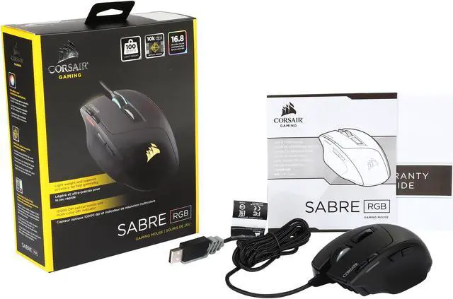 Alt view image 5 of 5 - Corsair Gaming Sabre RGB Gaming Mouse, Light Weight, 10000 DPI, Optical, Multi color