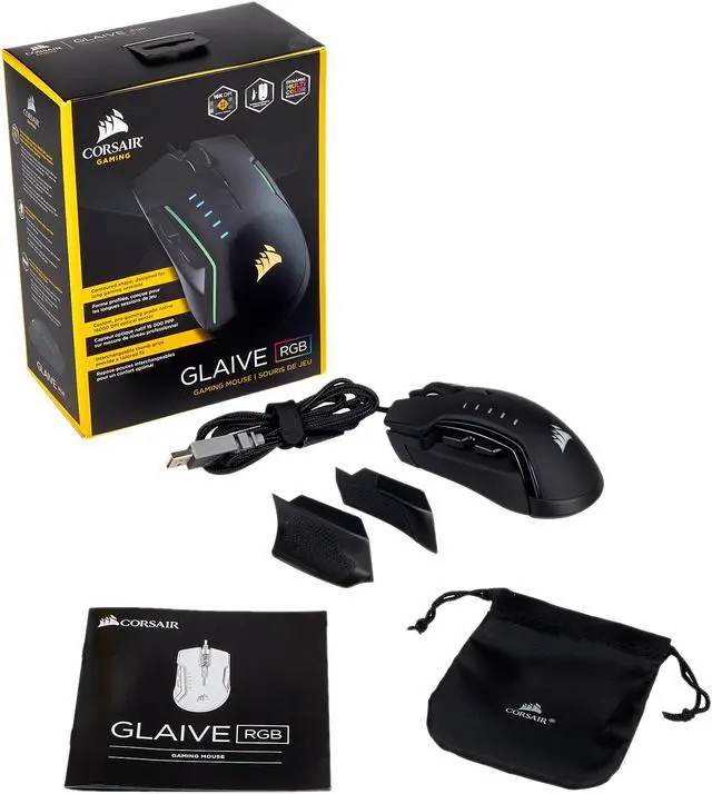 Alt view image 20 of 20 - Corsair Gaming GLAIVE RGB Gaming Mouse, Backlit RGB LED, 16000 dpi, Optical, Black