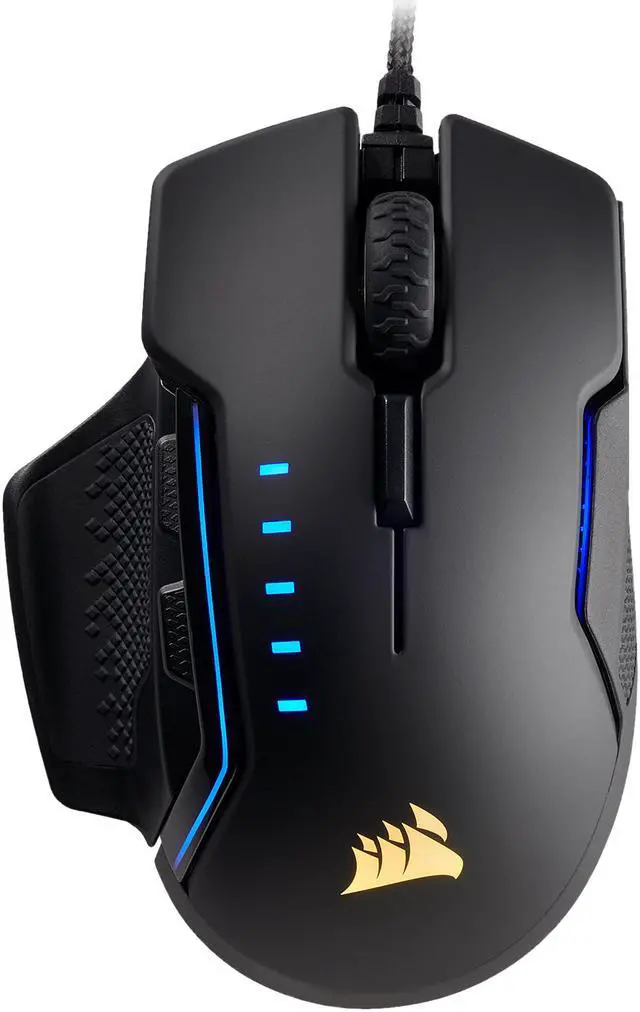 Alt view image 2 of 20 - Corsair Gaming GLAIVE RGB Gaming Mouse, Backlit RGB LED, 16000 dpi, Optical, Aluminum