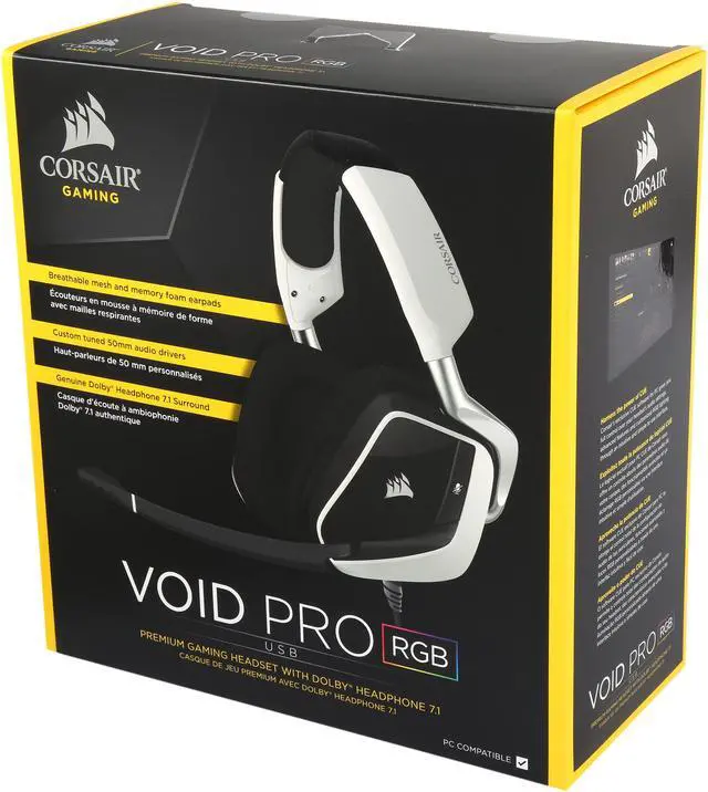 Alt view image 5 of 5 - Corsair Gaming VOID PRO RGB USB Premium Gaming Headset with Dolby Headphone 7.1, White