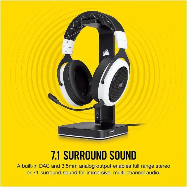 Alt view image 6 of 12 - Corsair ST100 RGB Premium Headset Stand with 7.1 Surround Sound - 3.5mm and 2xUSB 3.0