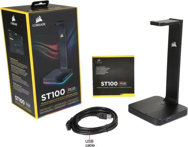 Alt view image 12 of 12 - Corsair ST100 RGB Premium Headset Stand with 7.1 Surround Sound - 3.5mm and 2xUSB 3.0