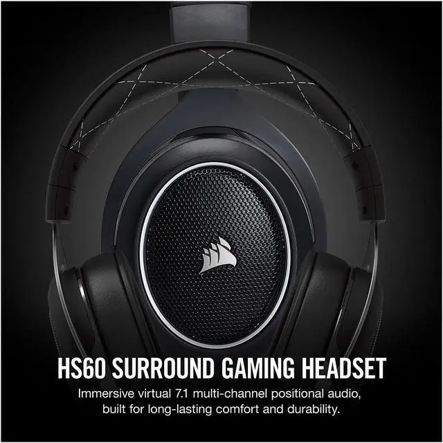 Alt view image 5 of 16 - Corsair HS60 Surround Stereo Gaming Headset with 7.1 Surround Sound - White