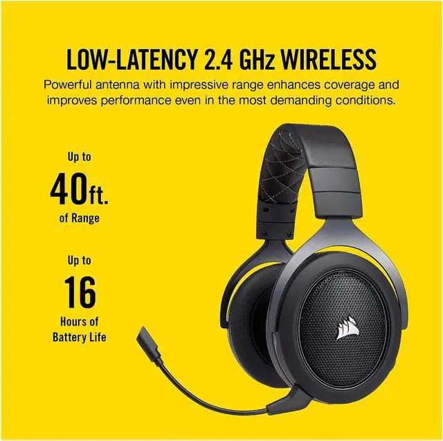 Alt view image 3 of 5 - Corsair HS70 Wireless Gaming Headset with 7.1 Surround Sound, Carbon