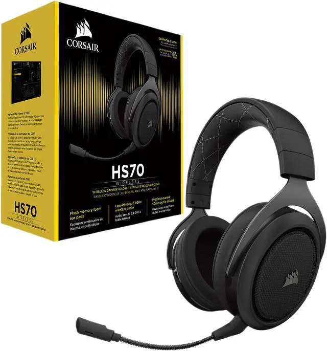 Alt view image 5 of 5 - Corsair HS70 Wireless Gaming Headset with 7.1 Surround Sound, Carbon