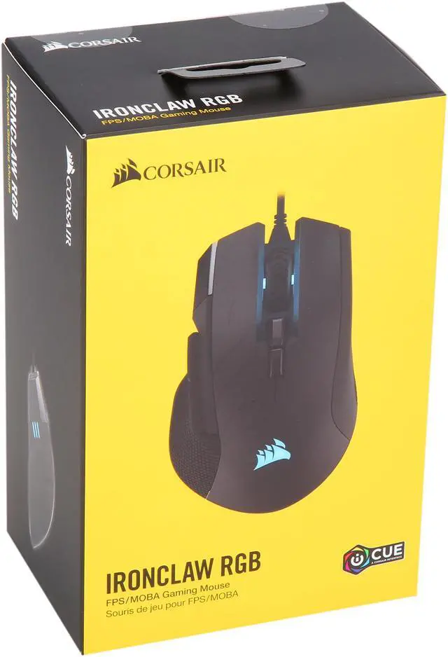 Alt view image 13 of 13 - CORSAIR IRONCLAW RGB, FPS/MOBA Gaming Mouse, Black, Backlit RGB LED, 18000 dpi, Optical
