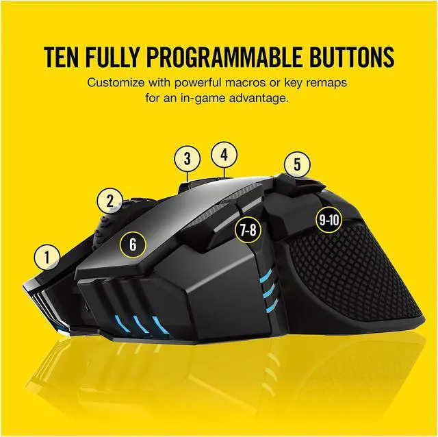 Alt view image 6 of 8 - Corsair Ironclaw Wireless RGB - FPS and MOBA Gaming Mouse - 18,000 DPI Optical Sensor - Sub-1 ms SLIPSTREAM Wireless