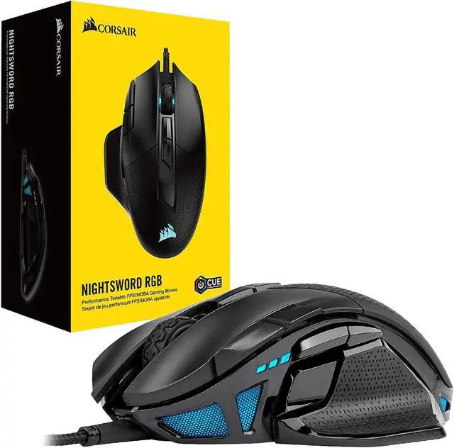 Alt view image 8 of 8 - CORSAIR NIGHTSWORD RGB Performance Tunable FPS/MOBA Gaming Mouse, Black, Backlit RGB LED, 18000 dpi, Optical