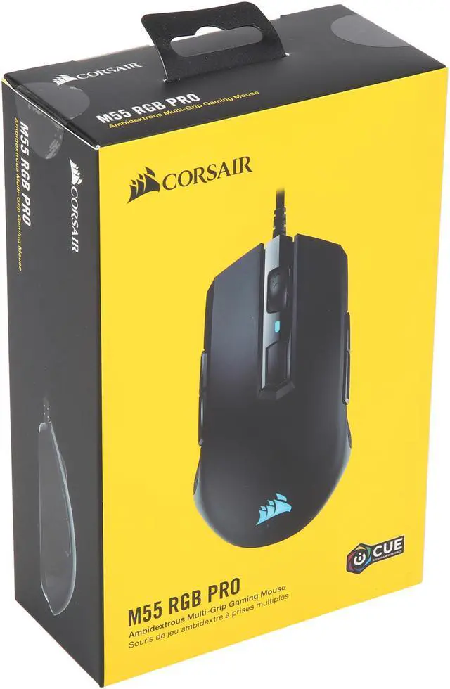 Alt view image 20 of 20 - CORSAIR M55 RGB PRO Ambidextrous Multi-Grip Gaming Mouse, Black, Backlit RGB LED, 12400 dpi, Optical