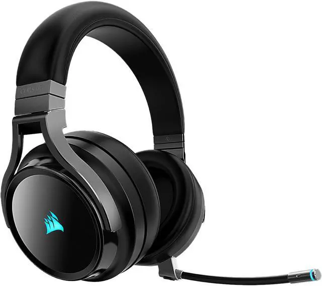 Alt view image 2 of 15 - Corsair Virtuoso RGB Wireless Gaming Headset - High-Fidelity 7.1 Surround Sound w/Broadcast Quality Microphone - Memory Foam Earcups - 20 Hour Battery Life - Works with PC, PS4 – Carbon, Premium