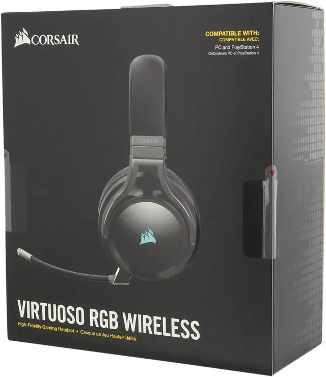 Alt view image 15 of 15 - Corsair Virtuoso RGB Wireless Gaming Headset - High-Fidelity 7.1 Surround Sound w/Broadcast Quality Microphone - Memory Foam Earcups - 20 Hour Battery Life - Works with PC, PS4 – Carbon, Premium