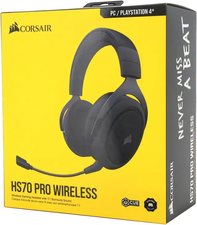 Alt view image 9 of 16 - Corsair HS70 Pro Wireless Gaming Headset - 7.1 Surround Sound Headphones for PC, MacOS, PS5, PS4 - Discord Certified - 50mm Drivers – Carbon