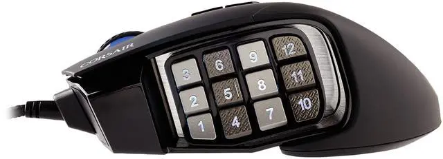 Alt view image 4 of 12 - Corsair SCIMITAR RGB ELITE CH-9304211-NA Black 17 Buttons 1 x Wheel USB 2.0 Type-A Wired Optical MOBA/MMO Gaming Mouse, Backlit RGB LED