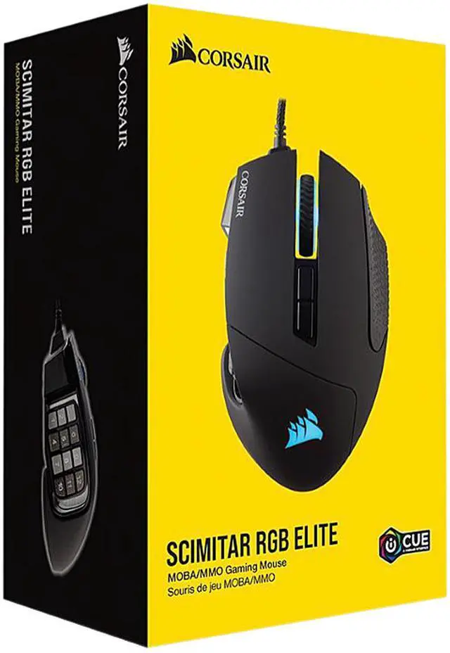 Alt view image 5 of 12 - Corsair SCIMITAR RGB ELITE CH-9304211-NA Black 17 Buttons 1 x Wheel USB 2.0 Type-A Wired Optical MOBA/MMO Gaming Mouse, Backlit RGB LED