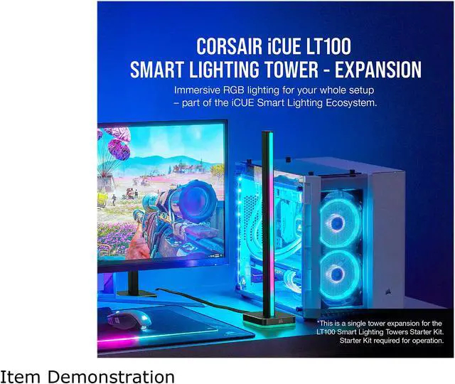 Alt view image 2 of 7 - Corsair iCUE LT100 Smart Lighting Tower Expansion Kit
