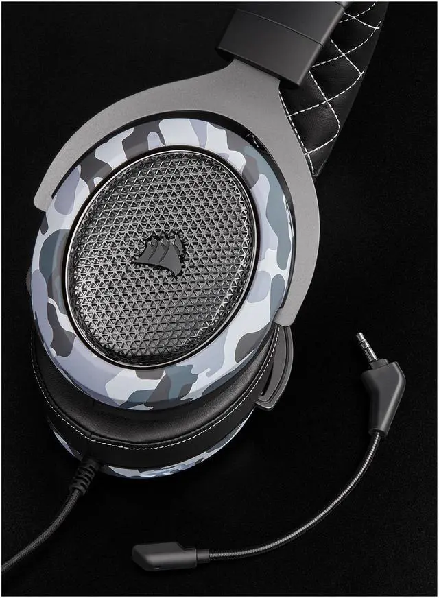 Alt view image 4 of 19 - Corsair HS60 Haptic Stereo Gaming Headset with Haptic Bass, Memory Foam Earcups, Removable Microphone, Windows Sonic Compatible, Discord-Certified for PC - Arctic Camo