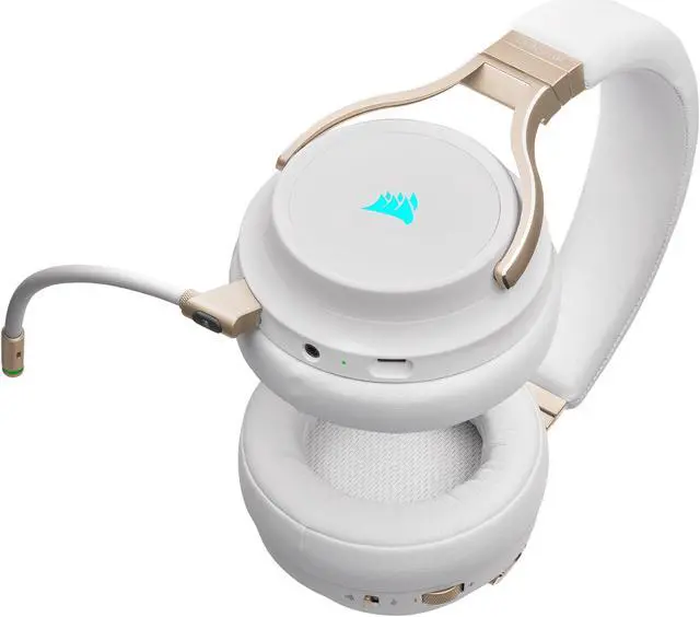 Alt view image 6 of 13 - Corsair Virtuoso RGB Wireless Gaming Headset - High-Fidelity 7.1 Surround Sound w/Broadcast Quality Microphone - Memory Foam Earcups - 20 Hour Battery Life - Works with PC, PS5, PS4 - Pearl