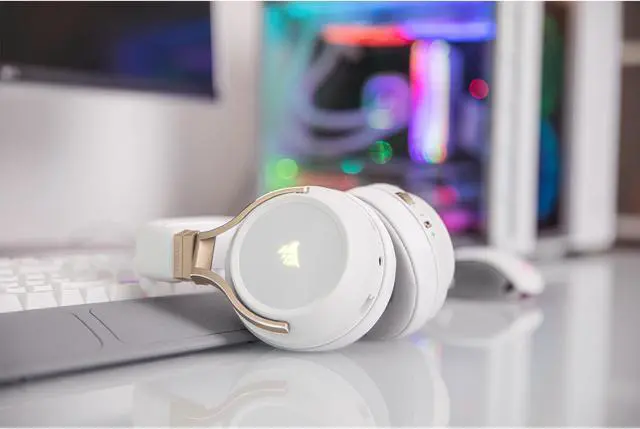 Alt view image 10 of 13 - Corsair Virtuoso RGB Wireless Gaming Headset - High-Fidelity 7.1 Surround Sound w/Broadcast Quality Microphone - Memory Foam Earcups - 20 Hour Battery Life - Works with PC, PS5, PS4 - Pearl