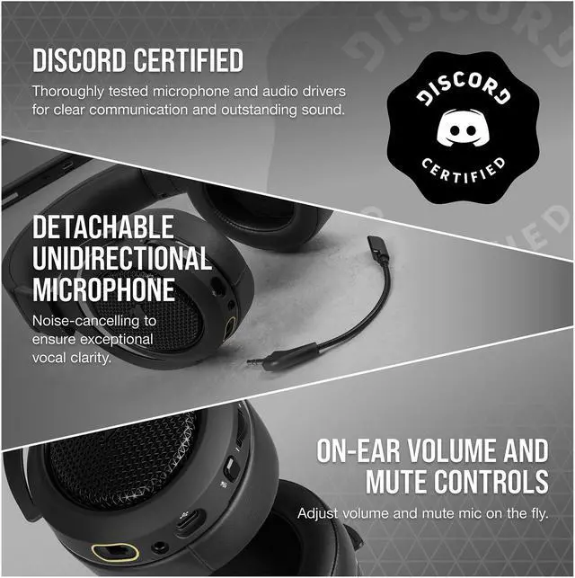 Alt view image 4 of 6 - Corsair HS70 BLUETOOTH Wired Gaming Headset with Bluetooth (Wired Compatibility with Xbox/PlayStation and Wireless Bluetooth with PC/Switch/iOS/Android, Up to 30 Hours of Battery Life) Carbon