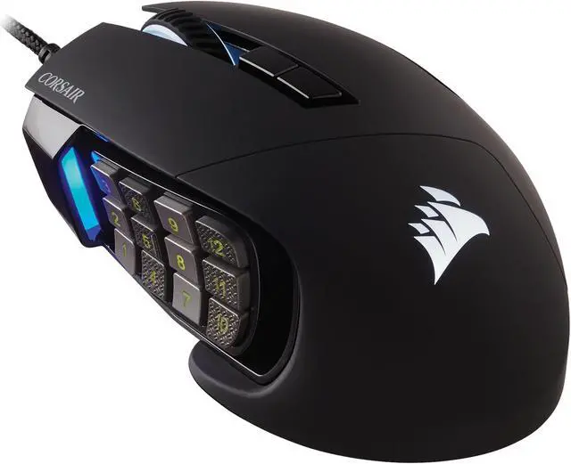 Main image of Corsair SCIMITAR PRO RGB, MOBA/MMO Gaming Mouse, Black, Backlit RGB LED, 16000 DPI, Optical - CH-9304311-NA