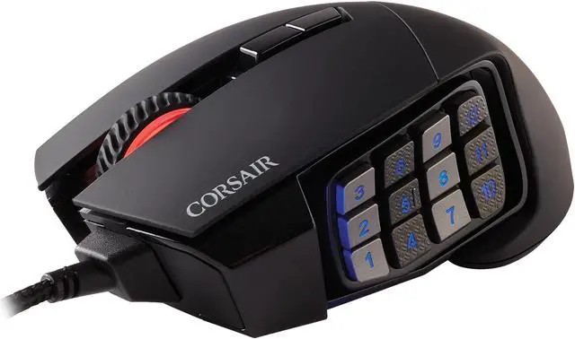 Alt view image 7 of 12 - Corsair SCIMITAR PRO RGB, MOBA/MMO Gaming Mouse, Black, Backlit RGB LED, 16000 DPI, Optical - CH-9304311-NA