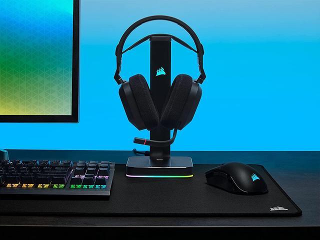 Alt view image 11 of 16 - Corsair HS80 RGB WIRELESS Premium Gaming Headset with Dolby Atmos Audio (Low-Latency, Omni-Directional Microphone, 60ft Range, Up to 20 Hours Battery Life, PS5/PS4 Wireless Compatibility) Black