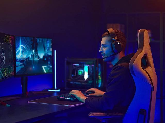 Alt view image 8 of 16 - Corsair HS80 RGB WIRELESS Premium Gaming Headset with Dolby Atmos Audio (Low-Latency, Omni-Directional Microphone, 60ft Range, Up to 20 Hours Battery Life, PS5/PS4 Wireless Compatibility) Black