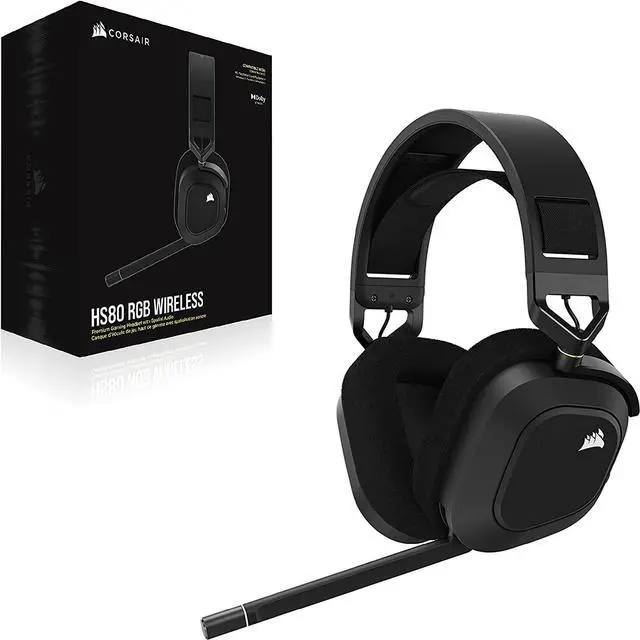 Alt view image 16 of 16 - Corsair HS80 RGB WIRELESS Premium Gaming Headset with Dolby Atmos Audio (Low-Latency, Omni-Directional Microphone, 60ft Range, Up to 20 Hours Battery Life, PS5/PS4 Wireless Compatibility) Black