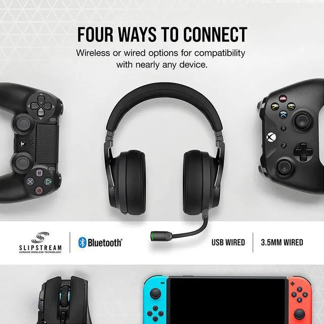 Alt view image 4 of 6 - CORSAIR VIRTUOSO RGB WIRELESS XT High-Fidelity Gaming Headset with Bluetooth and Spatial Audio - Works with Mac, PC, PS5, PS4, Xbox series X/S - Slate