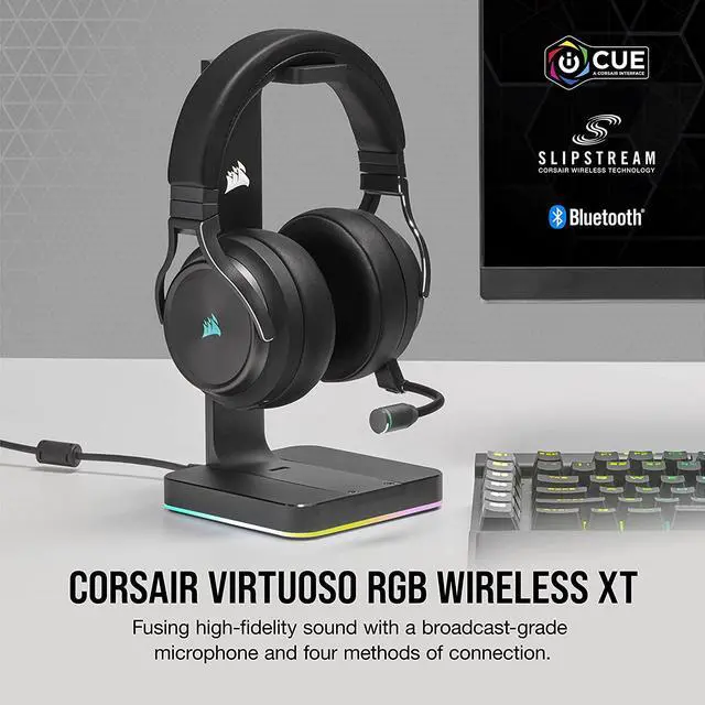 Alt view image 5 of 6 - CORSAIR VIRTUOSO RGB WIRELESS XT High-Fidelity Gaming Headset with Bluetooth and Spatial Audio - Works with Mac, PC, PS5, PS4, Xbox series X/S - Slate