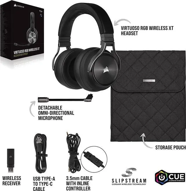Alt view image 6 of 6 - CORSAIR VIRTUOSO RGB WIRELESS XT High-Fidelity Gaming Headset with Bluetooth and Spatial Audio - Works with Mac, PC, PS5, PS4, Xbox series X/S - Slate