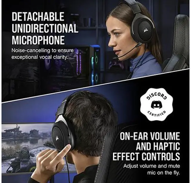 Alt view image 5 of 6 - HS60 HAPTIC Stereo Gaming Headset with Haptic Bass — Carbon (CA-9011228-NA )