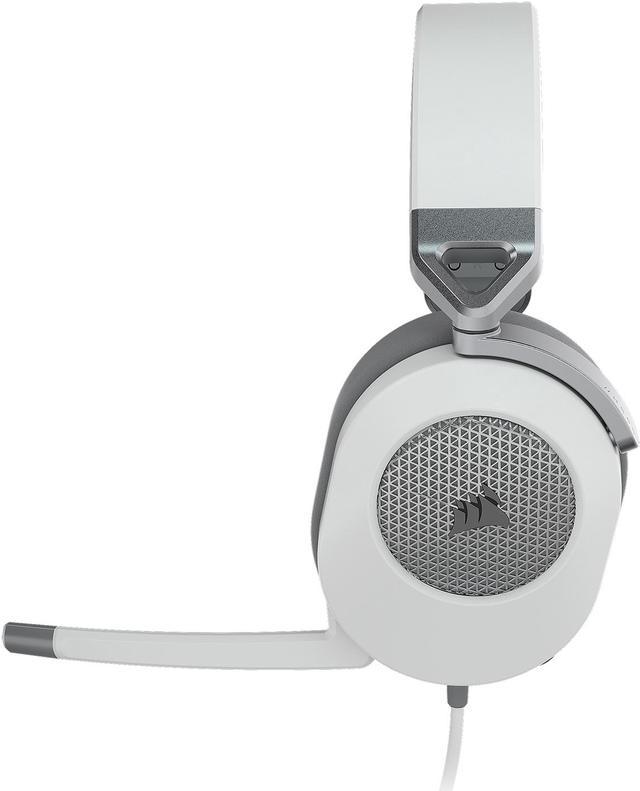 Corsair HS65 Surround SoundID PC 7.1 White (Leatherette Mac, Technology, Ear Dolby Audio Memory Headset Gaming Multi-Platform Compatibility) Pads, SonarWorks And Foam Sound On Surround
