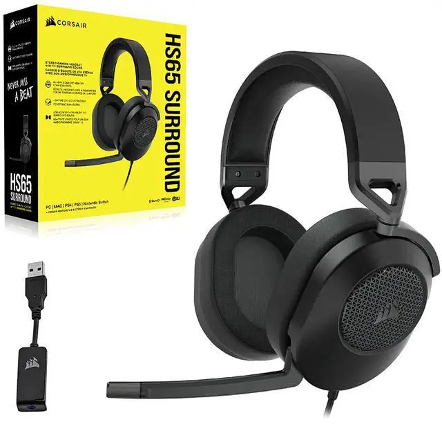 Alt view image 10 of 10 - Corsair HS65 SURROUND 3.5mm Connector Circumaural Wired Gaming Headset - Carbon