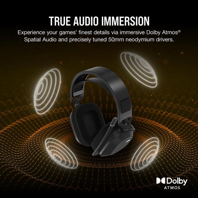 Alt view image 5 of 14 - Corsair HS80 MAX Wireless Multiplatform Gaming Headset with Bluetooth - Dolby Atmos - Broadcast Quality Microphone - iCUE Compatible - PC, Mac, PS5, PS4, Mobile - Steel Gray