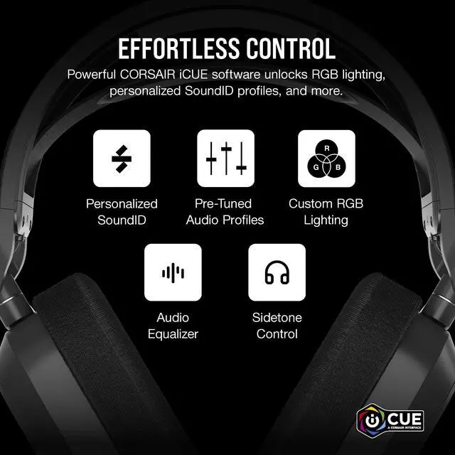 Alt view image 8 of 14 - Corsair HS80 MAX Wireless Multiplatform Gaming Headset with Bluetooth - Dolby Atmos - Broadcast Quality Microphone - iCUE Compatible - PC, Mac, PS5, PS4, Mobile - Steel Gray