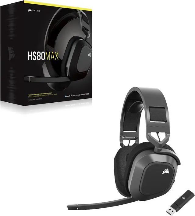 Alt view image 14 of 14 - Corsair HS80 MAX Wireless Multiplatform Gaming Headset with Bluetooth - Dolby Atmos - Broadcast Quality Microphone - iCUE Compatible - PC, Mac, PS5, PS4, Mobile - Steel Gray