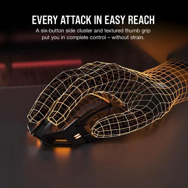 Alt view image 3 of 19 - Corsair DARKSTAR RGB Wireless Gaming Mouse for MMO, MOBA - 26,000 DPI - 15 Programmable Buttons - Up to 80hrs Battery - iCUE Compatible - Black