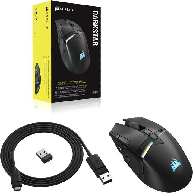 Alt view image 19 of 19 - Corsair DARKSTAR RGB Wireless Gaming Mouse for MMO, MOBA - 26,000 DPI - 15 Programmable Buttons - Up to 80hrs Battery - iCUE Compatible - Black