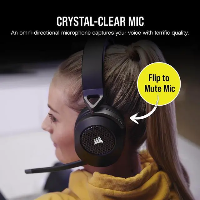 Alt view image 6 of 13 - Corsair HS65 WIRELESS Gaming Headset, low-latency 2.4GHz wireless audio, Bluetooth®, and Dolby® Audio 7.1 surround sound on PC and Mac with lightweight construction, Carbon