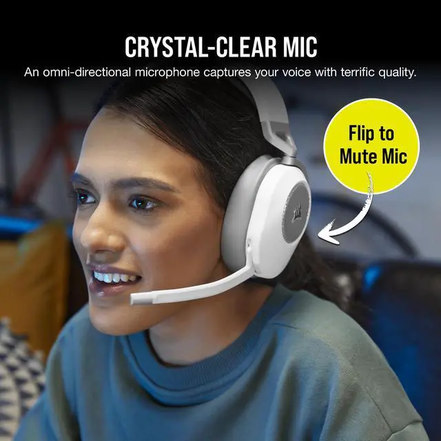 Alt view image 11 of 13 - Corsair HS65 WIRELESS Gaming Headset, low-latency 2.4GHz wireless audio, Bluetooth®, and Dolby® Audio 7.1 surround sound on PC and Mac with lightweight construction, White