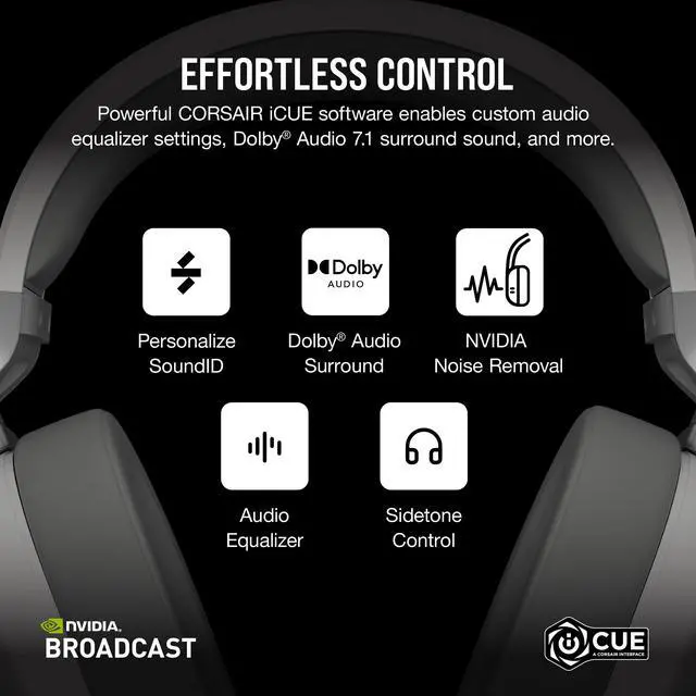 Alt view image 13 of 13 - Corsair HS65 WIRELESS Gaming Headset, low-latency 2.4GHz wireless audio, Bluetooth®, and Dolby® Audio 7.1 surround sound on PC and Mac with lightweight construction, White