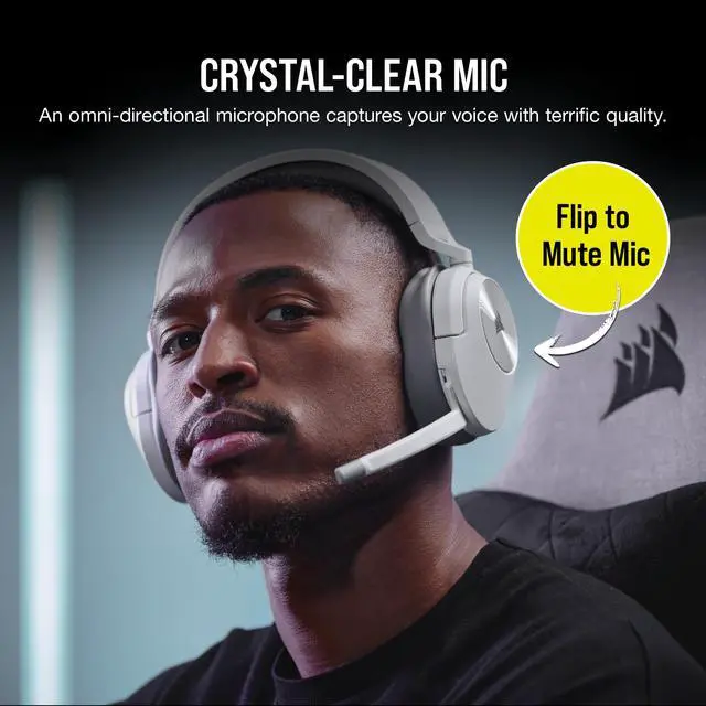 Alt view image 6 of 12 - CORSAIR HS55 WIRELESS Gaming Headset, Lightweight, Bluetooth - Dolby 7.1 Surround Sound - iCUE Compatible - PC, MAC, PlayStation, Mobile - White