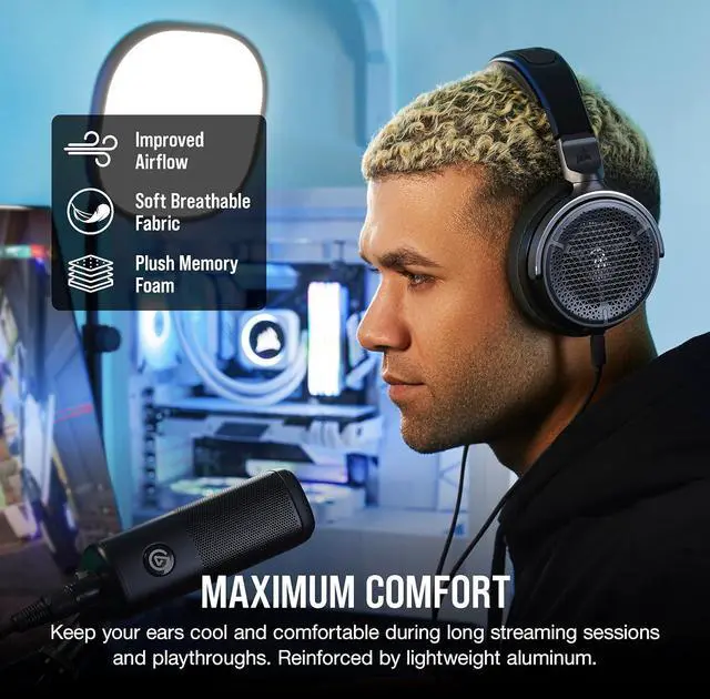 Alt view image 12 of 12 - Corsair Virtuoso PRO Wired Open Back Gaming Headset - Detachable Uni-Directional Microphone, 50mm Graphene Drivers, 20Hz-40kHz Frequency Response - Carbon