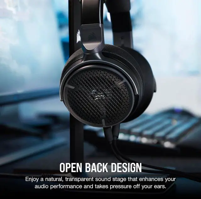 Alt view image 4 of 12 - Corsair Virtuoso PRO Wired Open Back Gaming Headset - Detachable Uni-Directional Microphone, 50mm Graphene Drivers, 20Hz-40kHz Frequency Response - Carbon