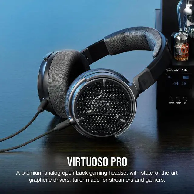 Alt view image 5 of 12 - Corsair Virtuoso PRO Wired Open Back Gaming Headset - Detachable Uni-Directional Microphone, 50mm Graphene Drivers, 20Hz-40kHz Frequency Response - Carbon