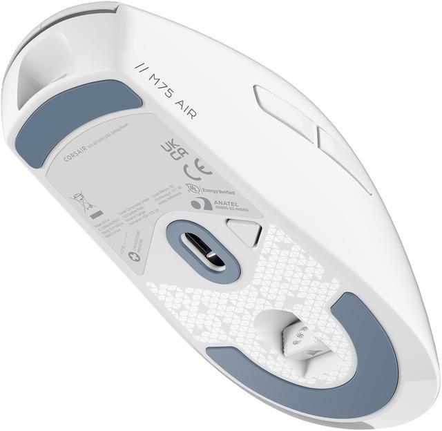 Alt view image 13 of 16 - Corsair M75 AIR Wireless Ultra-Light FPS Gaming Mouse – 26,000 DPI – Ultra-Fast Input – Symmetric Shape – iCUE Compatible – PC, Mac – White
