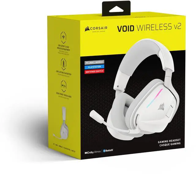 Alt view image 13 of 13 - Corsair VOID WIRELESS v2 Gaming Headset Works with PC, PS5 and Nintendo Switch- White (CA-9011380-WW)